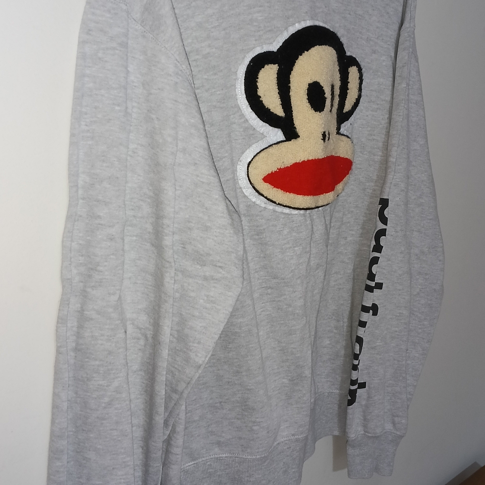 Paul Frank Light Gray Sweatshirt with Red and Cream Monkey Patch - Picture 2 of 5